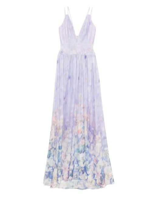 Saiid Kobeisy White Floral-Printed Long Dress