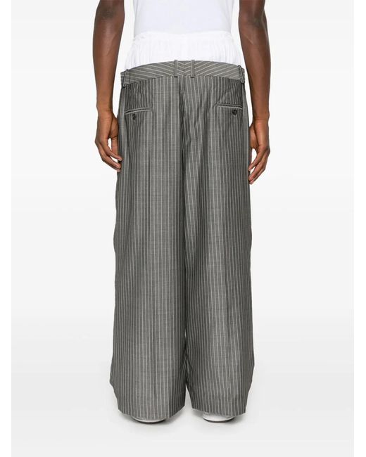 Hed Mayner Gray Layered-Design Trousers for men