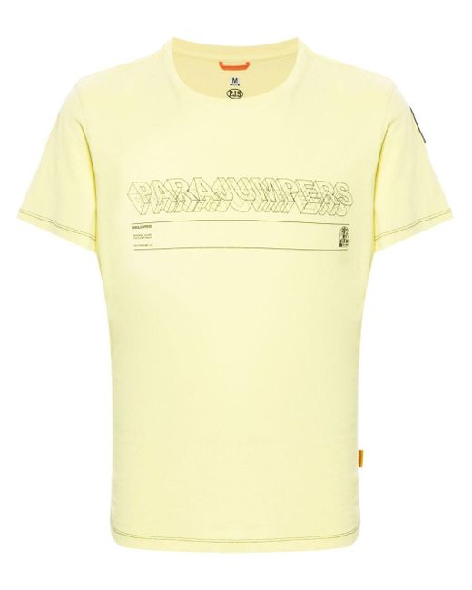 Parajumpers Yellow Logo-appliqué Cotton T-shirt for men