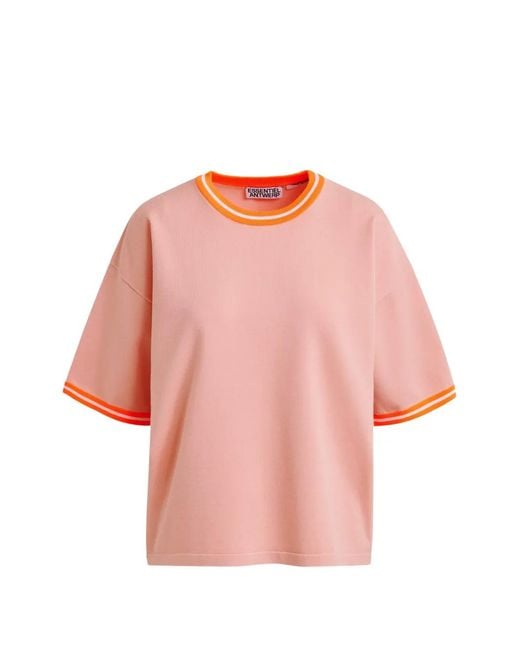 Essentiel Antwerp Pink Contrast-Trim T-Shirt