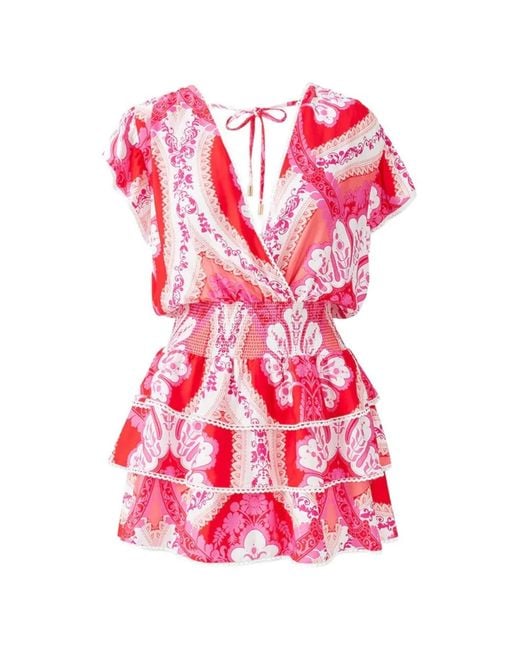 Melissa Odabash Pink Jess Tiered Mini Dress