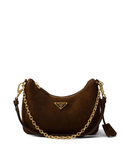 Prada Brown Re-Edition Minitasche Aus Wildleder