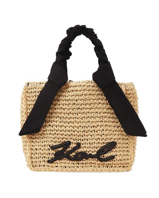 Karl Lagerfeld Metallic Signature Scarf Beach Bag