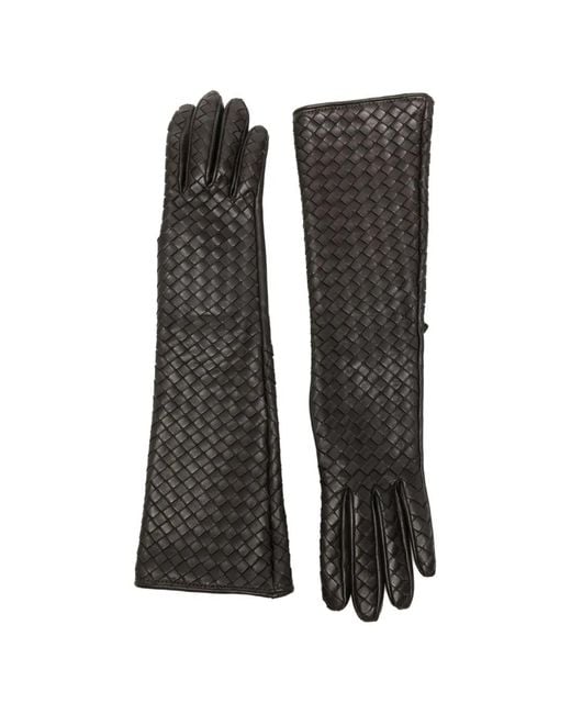 Manokhi Black Woven Leather Gloves