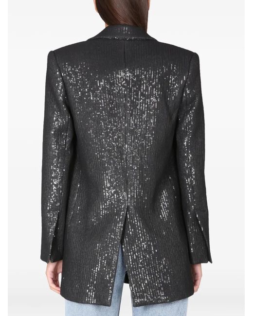 The Mannei Black Sequin-Embellished Single-Breasted Coat