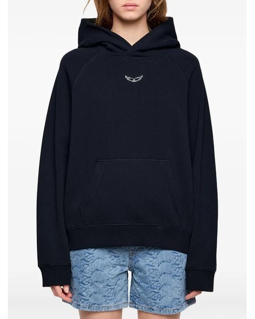 Zadig & Voltaire Blue Georgy Rhinestone-Embellished Hoodie