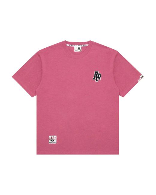 Aape By A Bathing Ape Pink Logo-Print Cotton T-Shirt for men