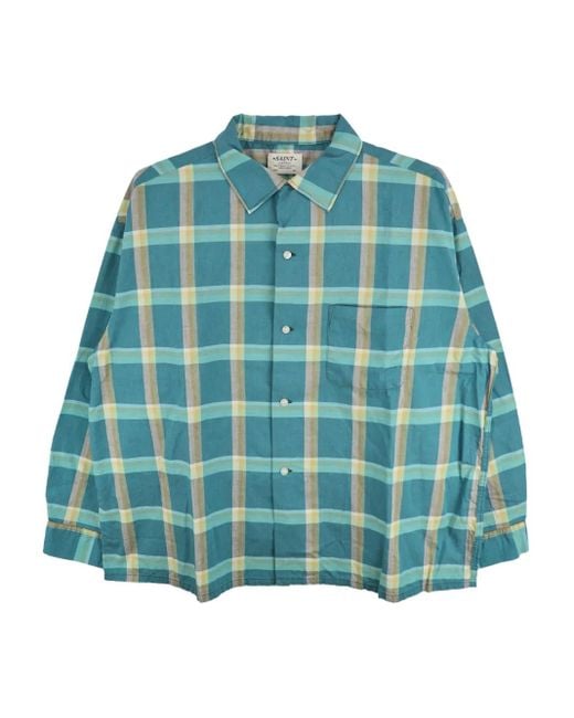 SAINT Mxxxxxx Green Checked Buttoned Shirt for men