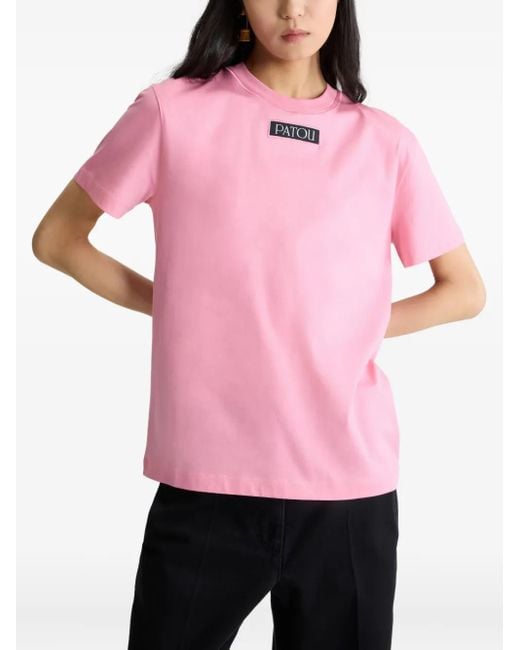 Patou Pink Logo-Appliqué T-Shirt