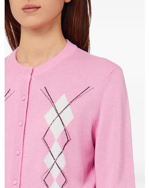 Liu Jo Pink Argyle-Pattern Cardigan