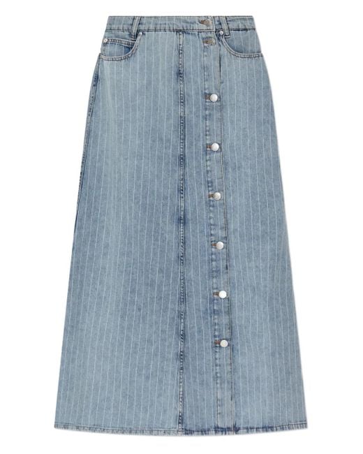 Munthe Blue Button-Down Denim Skirt