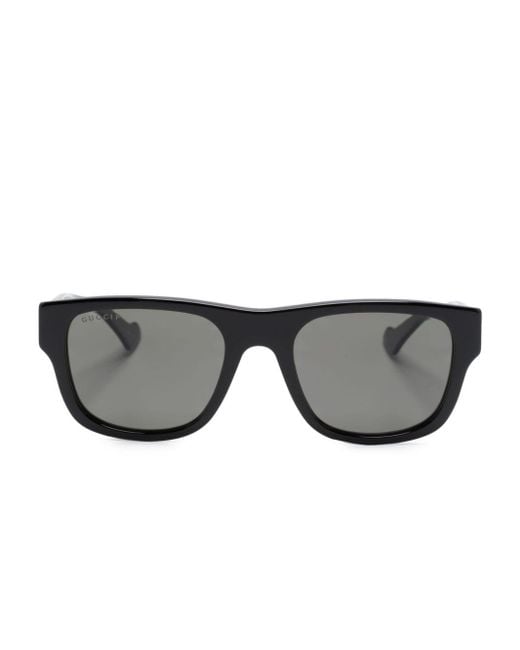 Gucci Gray Logo-lettering Square-frame Sunglasses for men