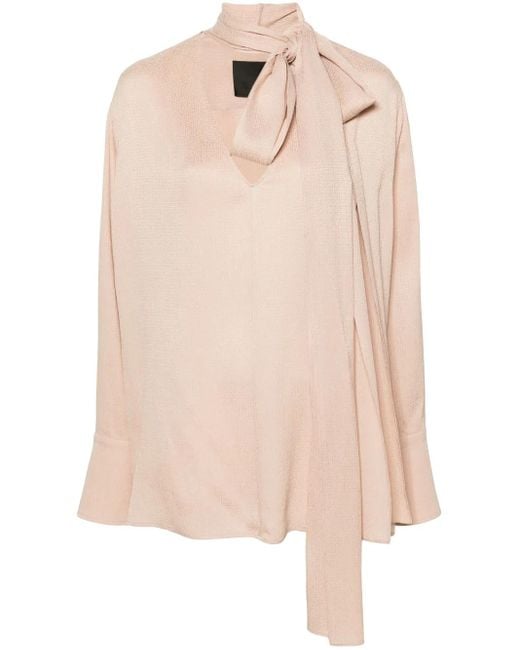 Givenchy Pink Scarf-Detail Silk Blouse
