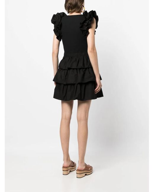 Abito Modello T-Shirt Con Ruches di Ulla Johnson in Black