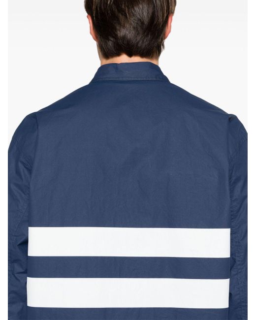 Stone Island Blue Stripe-detail Shirt Jacket for men