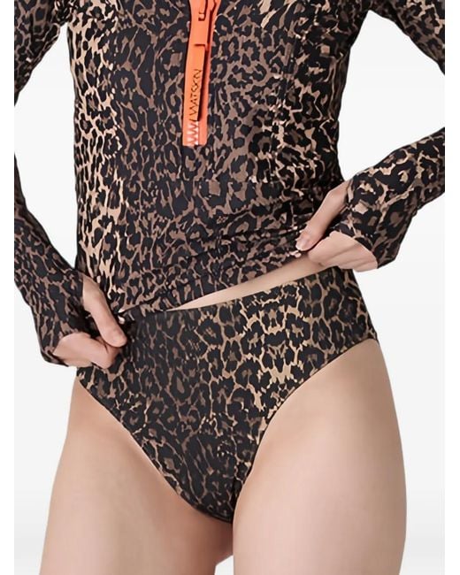 Watskin Black Bas De Bikini Bel À Motif Léopard