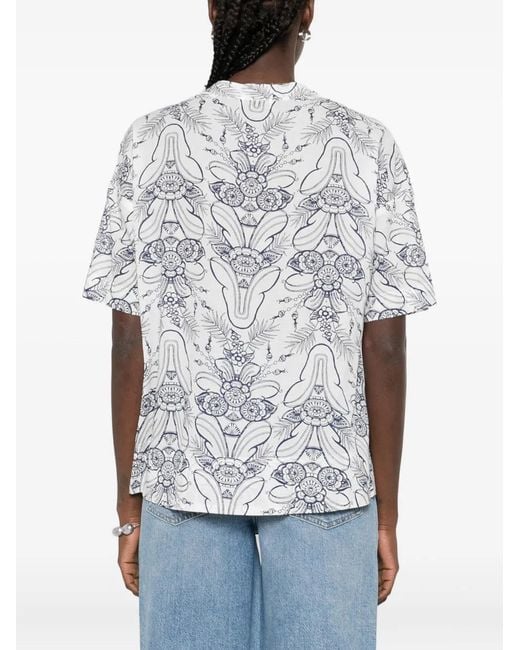 Marc O' Polo White Floral Print Short-Sleeved Top