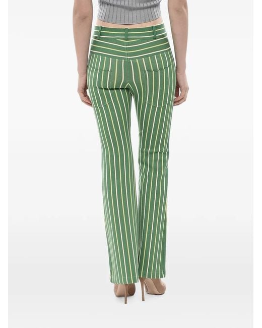 Marni Green Striped-Pattern Five-Pocket Trousers