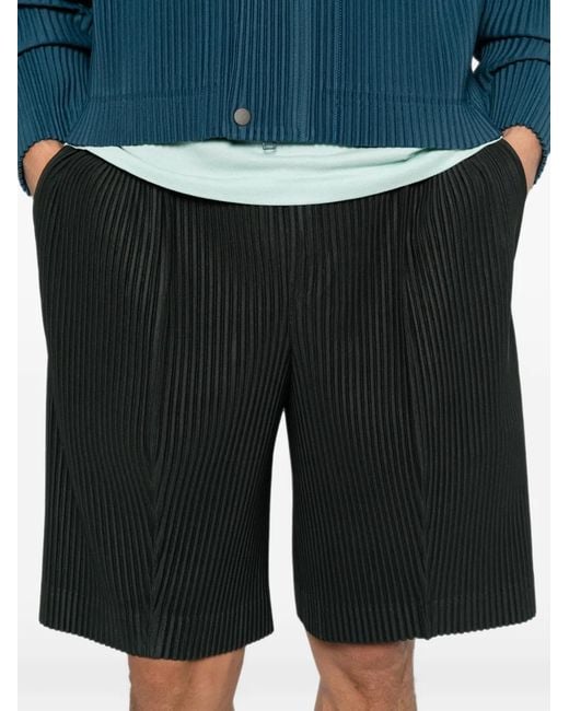 Homme Plissé Issey Miyake Black Pleated Shorts for men