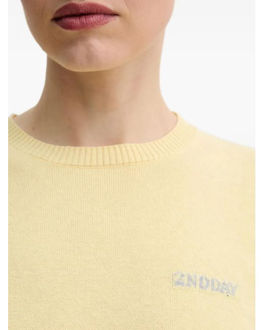 2nd Day Yellow Logo-Embroidered Sweater