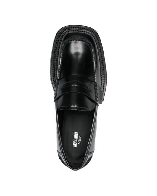 Moschino Black Polished Silk And Nylon Loafers for men
