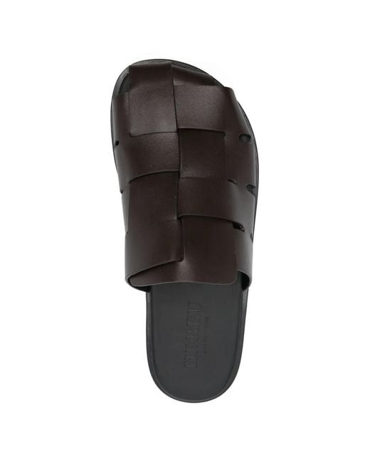 Hereu White Dira Slim Woven Leather Sandals for men