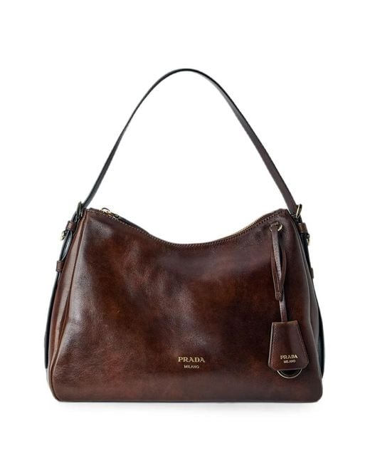 Prada Brown Aimée Medium Leather Shoulder Bag