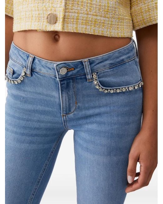 Liu Jo Blue Bejewelled Skinny Jeans