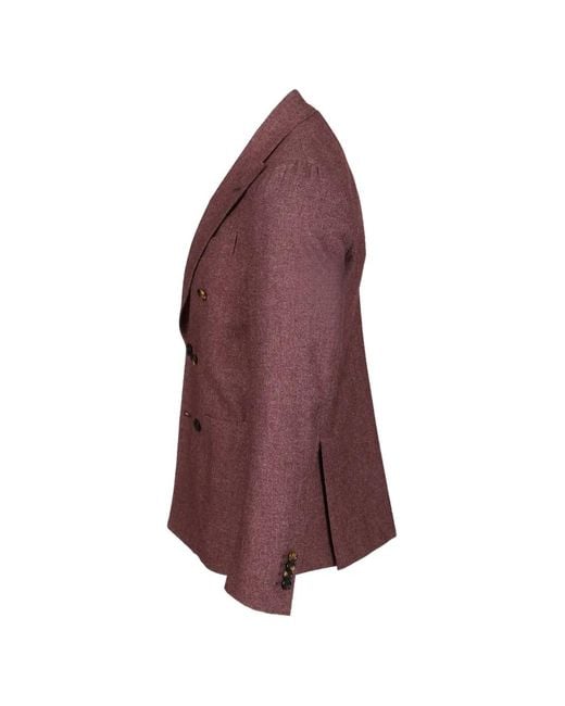Al Duca D'aosta Purple Double-Breasted Peak-Lapel Blazer for men