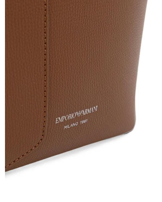 Emporio Armani Brown Logo-Print Tote Bag