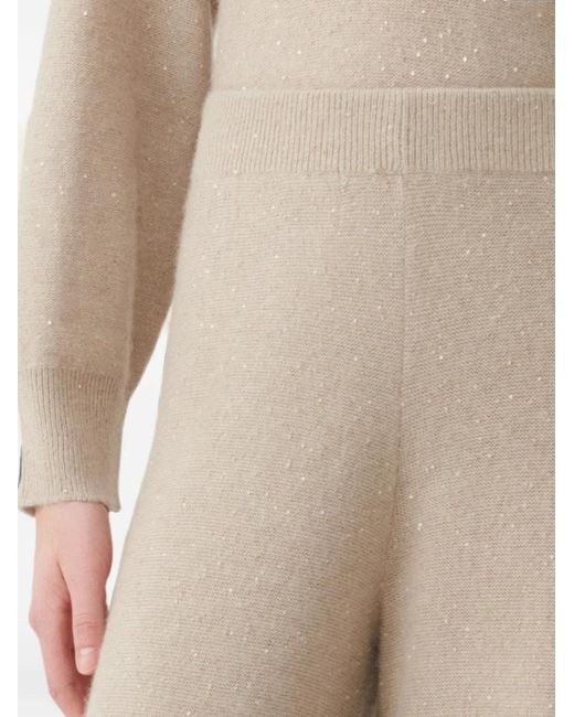 Fabiana Filippi Natural Sequin-Embellished Wide-Leg Trousers