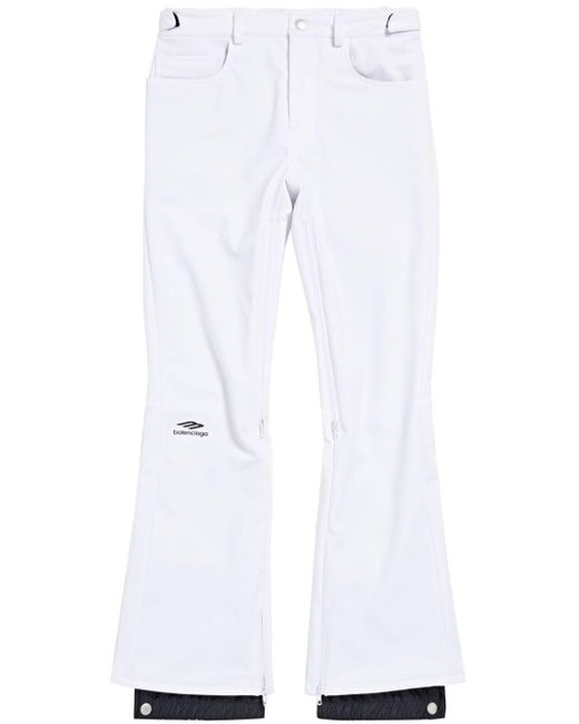Balenciaga White Logo-print Press-stud Flared Trousers