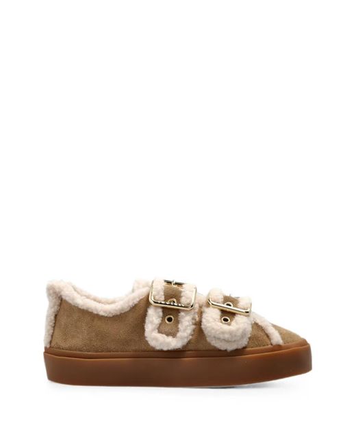 Inuikii Brown Shearling-Trim Buckle Trainers