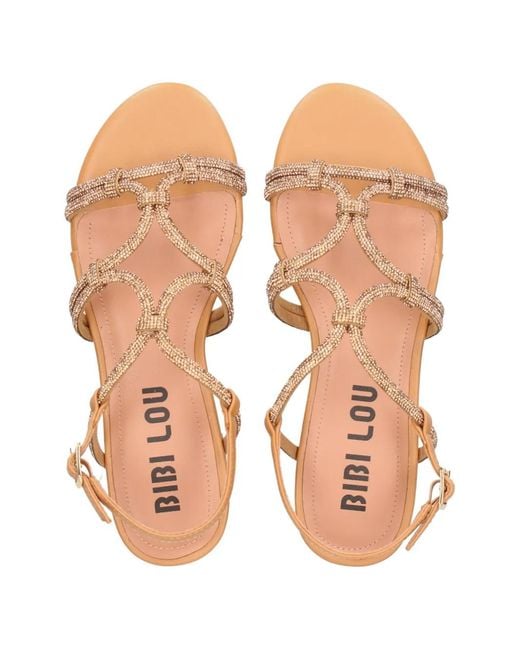 Bibi Lou Brown Quail Crystal-Embellished Caged Sandals