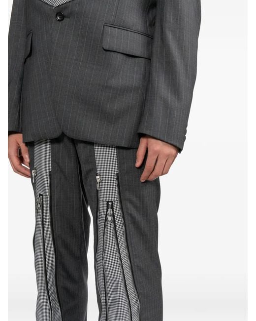 Comme des Garçons Gray Patchwork Zip Details Trousers for men