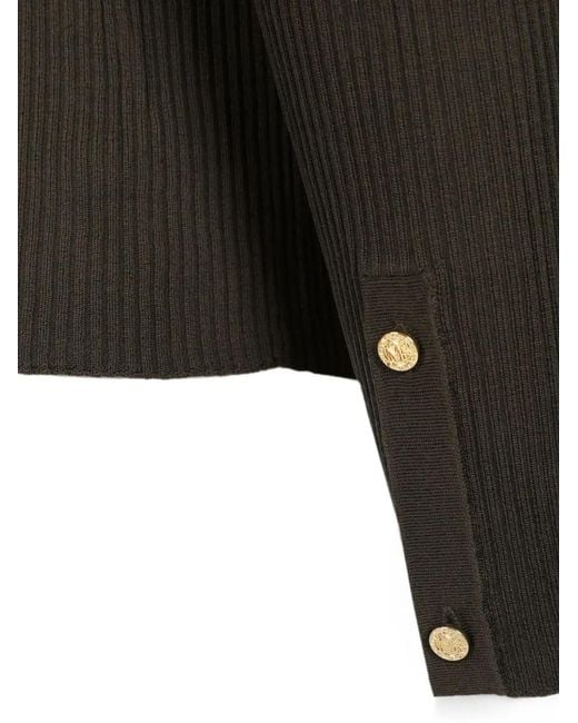 Max Mara Black Pull Côtelé À Boutonnière