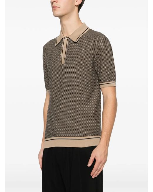Tagliatore Brown Patterned Polo Shirt for men
