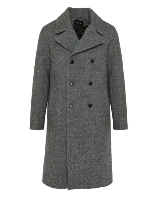 Yves Salomon Gray Double-Breasted Wool Coat for men