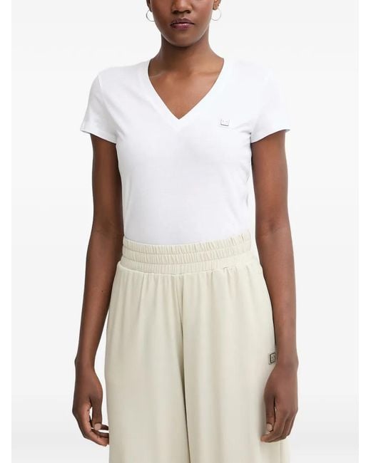 ARMANI EXCHANGE White Logo-Detail V-Neck T-Shirt