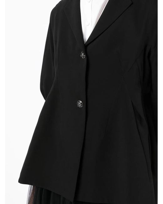 Shiatzy Chen Black Spread-Collar Single-Breasted Jacket