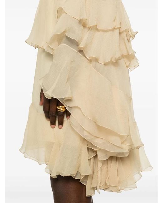 Chloé Natural Ruffled Silk Mini Dress