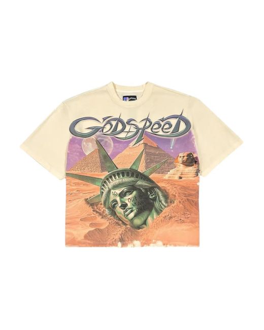 Godspeed White Statue-Of-Liberty Pyramids T-Shirt for men