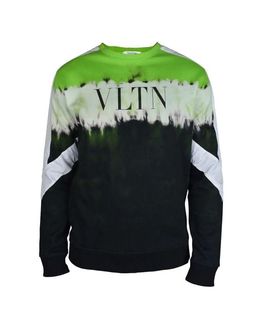 Valentino Garavani Green Tie-Dye Vltn-Printed Sweater for men