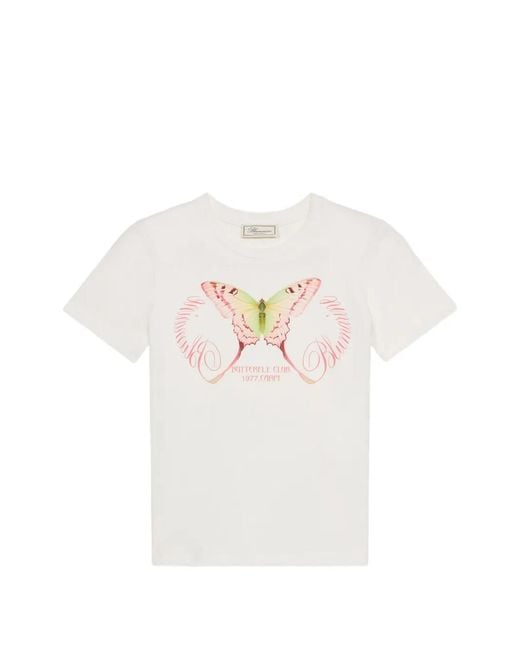 Blumarine White Butterfly-Print T-Shirt