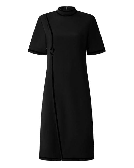 Shanghai Tang Black Kleid Aus Seide Mit Samtbesatz