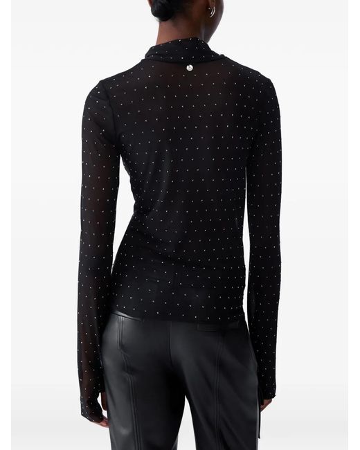 Liu Jo Black Full Rhinestone Tulle T-Shirt