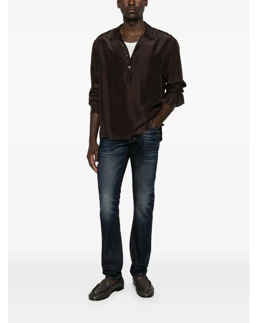Tom Ford Blue Belt-Loop Logo-Patch Jeans for men