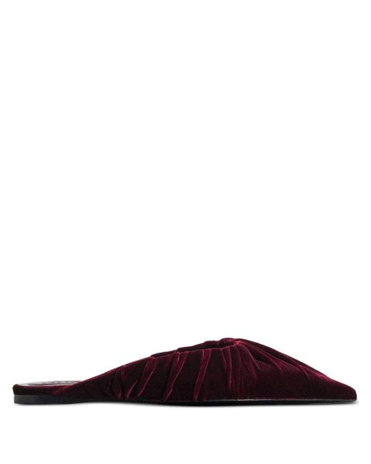 Mugler Red Flache Mules Mit Spitzer Kappe