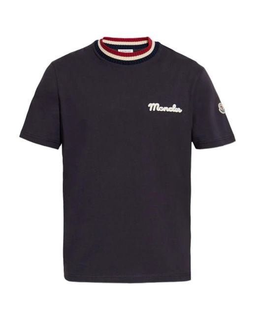 Moncler T-Shirt mit Logo-Applikation in Blue für Herren