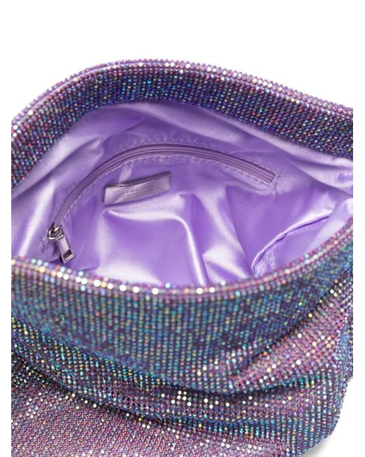 Twentyfourhaitch Purple Crystal-Embellished Clutch Bag